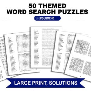 Large Print Word Search Puzzle Book: 50 Themed Puzzles (Digital Download, PDF