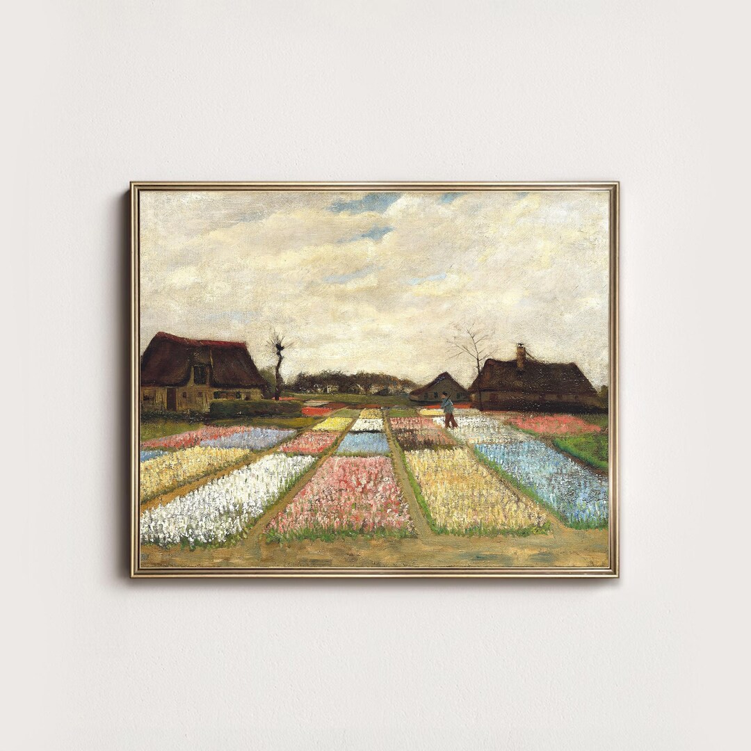 Vintage Tulip Field Landscape Print: Van Gogh Style Floral Art (digital ...
