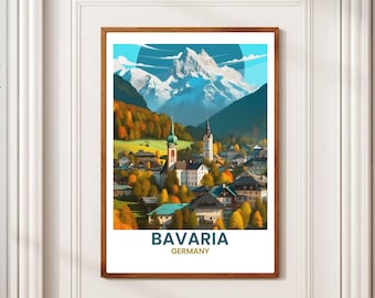 Lenggries Germany Travel Poster, Vibrant Wall Art Print, Scenic