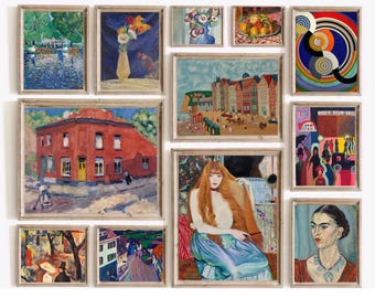 Vintage Art Print Gallery Wall Set: Colorful Painterly Decor (Digital Download