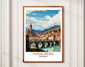 Vintage Heidelberg Germany Print: Old Bridge & Castle (Digital Download)