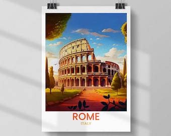 Rome Colosseum Travel Poster: Vintage Italy Art Print