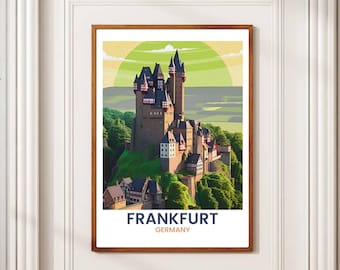 Frankfurt Castle Vintage Travel Poster: Germany Historic Landmark Art (Digital Download)