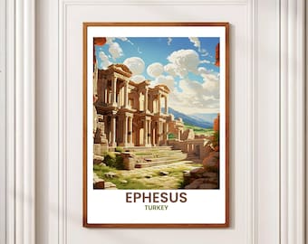 Ephesus Turkey Travel Print: Vintage Ancient Ruins Art (JPG Digital Download)