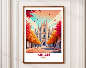 Milan Duomo Autumn Art Print: Italy Travel Poster (Digital Download