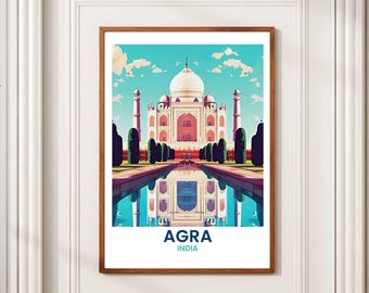 Vintage Taj Mahal Art Print: Agra India Travel Poster (Digital Download)