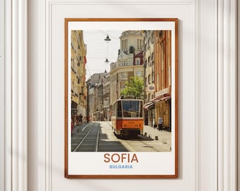 Vintage Sofia Bulgaria Travel Poster: Retro City Landmark Art (Digital Download