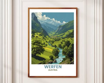 Werfen Austria Travel Poster: Vintage Austrian Alps Print (Digital Download