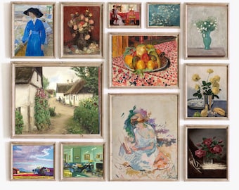 Vintage Impressionist Art Prints Set: Floral, Landscape, Portrait (Digital Download)