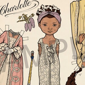 Bambola di carta stampabile / Ispirata alla regina Carlotta / Kit di bricolage / Da colorare / Foglio da colorare per adulti / Bambola di carta moderna / Stampabile