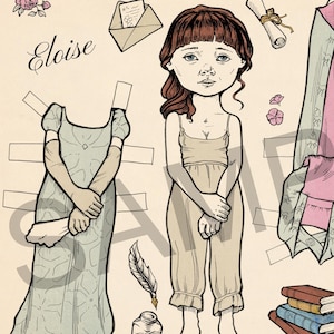 Bambola di carta stampabile / Ispirata a Eloise Bridgerton / Kit di bricolage / Da colorare / Foglio da colorare per adulti / Bambola di carta moderna / Stampabile