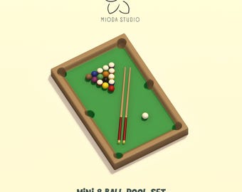 8 Ball Pool Mini Billiards Table STL Set – Fun 3D Printable Game Kit - DIGITAL FILE