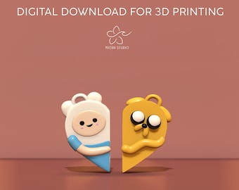 Adventure time Finn and Jake Keychain for 3d printer digital file.