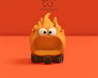 Ghibli Calcifer STL File - Magical 3D Printable Decor & Keychain