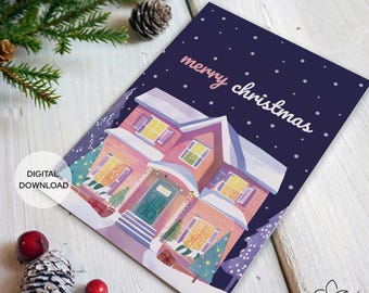 Minimalist Christmas Card: Printable Holiday Card (Digital File)