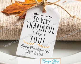Friendsgiving Favor Tags - Thanksgiving Favor Tags - So Very Thankful Holiday Tags, Party Favor Tags,  Thanksgiving Favor Tags