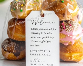 Welcome Bag tags for out of town wedding guests: Printed Wedding Welcome Gift Tags Custom Hotel Gift Bag Tags