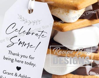 Smores: Celebrate S'mores Party Favors with Bags Tags and Twine, Celebrate Smore, Rustic Wedding Favor tag No Food