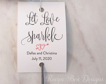 Let Love Sparkle Sparkler Send Off Tags, Wedding Sparkler Tags, Wedding Favors Let Love Sparkle, Wedding Favor Tags Personalized