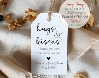 Hugs and Kisses Baby Shower Favor Tags, Printed Baby Shower Tags, Baby ShowerTags, Hugs and Kisses Favor Tags, Favor Tags, 2x3.5 Printed