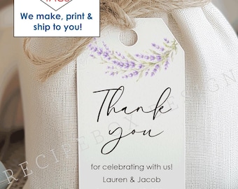 Printed Lavender Wedding Favor Tags: Elegant Floral Thank You  for Celebrating with us