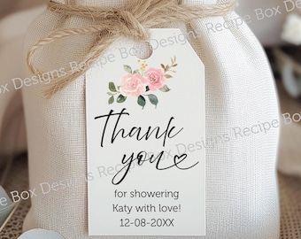 Étiquettes de remerciement pour les showers de mariage, les anniversaires et les baby showers - roses rose poudré
