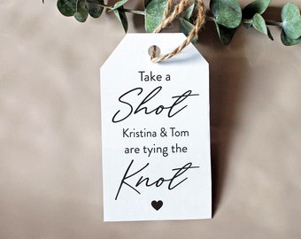 Printed Engagement Favor Tags: Favor Tags for Engagement Party, Take A Shot We are tying the Knot