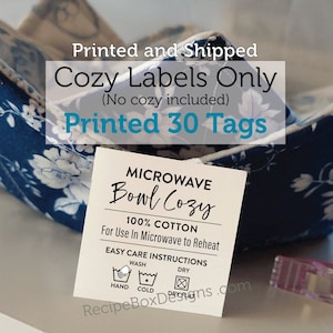Printed Care Tag for Bowl Cozy, Care Card Tag and Labels for Handmade Microwave Safe Bowl, Soup Bowl Cozy, 30 Care Tag for Bow Cozy