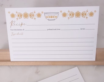 Butterfly Gold Pyrex Inspired Recipe Cards, Recipe Cards, From the Kitchen of, Recipe Cards, Recipe Cards Choice of Size 3x5 or 4x6