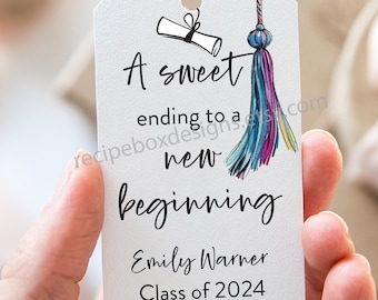 Printed Tassel Graduation Favor Tags 2024, Graduation Cap Favor Tags 2024, Rainbow Tassel, Graduation Favors for guests 2024, Rainbow