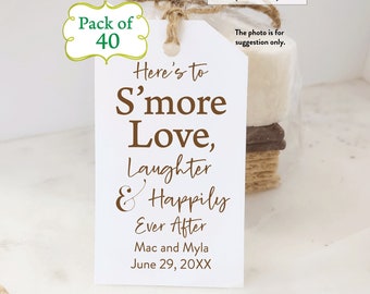 S'more Kits for Happily Ever After Pack of 40 | DIY or Tags | Choice of Ink Color | Kits include Twine, Twisty Ties, Bags and Tags | No Food