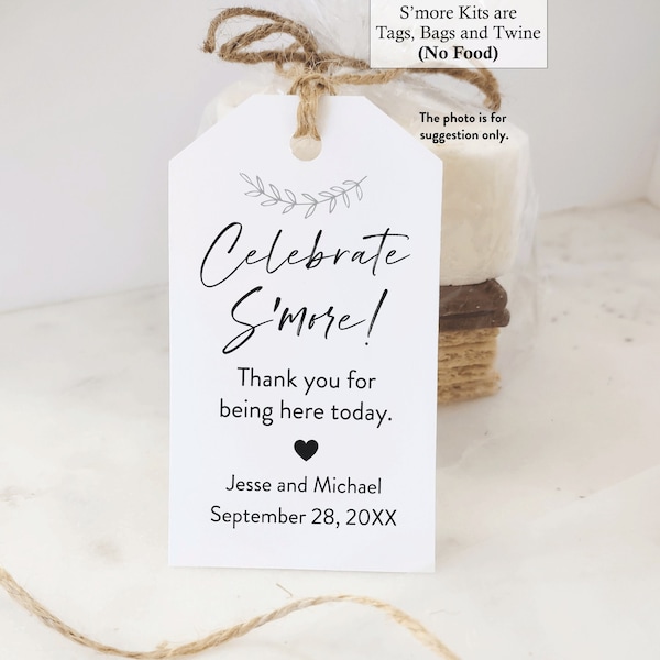S'mores Party Favor Kits, Celebrate Smore, Rustic Wedding Favor tag Smore with Bags, Tags, Twine, Smore Wedding, Smore Kits have No Food
