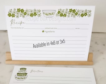 Spring Blossom Crazy Daisy Pyrex Inspired Recipe Cards, Recipe Cards, From the Kitchen of, Pyrex Recipe Cards, Recipe Cards 3x5 or 4x6