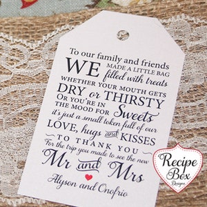 Personalized Wedding Welcome Bag Tags: Family & Friends Gift, Welcome Out Of Town Guests Tag image 5