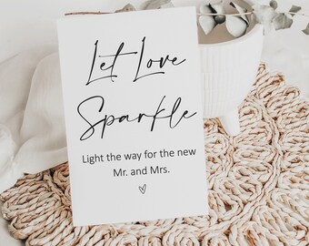 Let Love Sparkle, Sparkler Send Off Sign, Modern Wedding Signs, minimalist wedding, instant download, wedding signs, Printable Sign