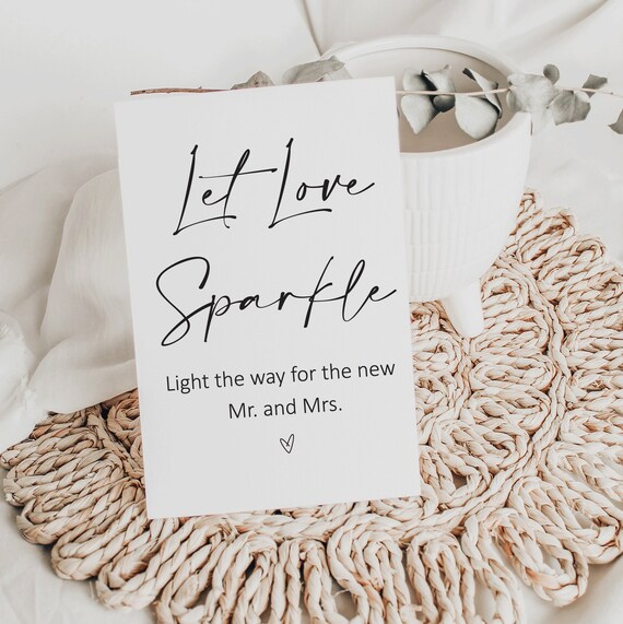 Let Love Sparkle, Sparkler Send Off Sign, Modern Wedding Signs, minimalist wedding, instant download, wedding signs, Printable Sign