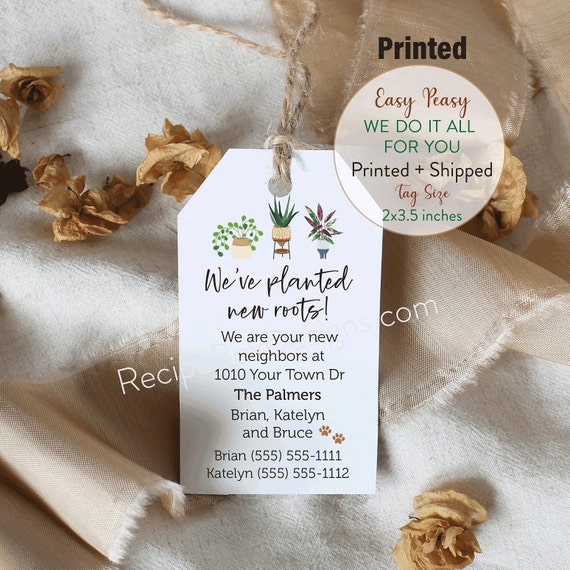 New Neighbor Gift Tag, New Neighbor Card, Gift Tag for New Neighbor, New Roots New Address Gift Tags, Meet the Neighbors
