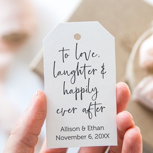 Printed or Printable Favor tags, To Love Laughter and Happily Ever After Favor Tags, Wedding Tags Thank you Tag, Champagne Favor Tags 2x3.5