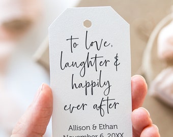 Printed or Printable Favor tags, To Love Laughter and Happily Ever After Favor Tags, Wedding Tags Thank you Tag, Champagne Favor Tags 2x3.5