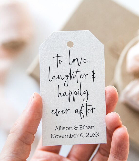 Printed or Printable Favor tags, To Love Laughter and Happily Ever After Favor Tags, Wedding Tags Thank you Tag, Champagne Favor Tags 2x3.5