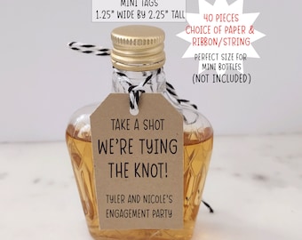 Printed Take a Shot Wedding Favor Tags, Printed Wedding Favor Wedding Toast, Take a shot, tied the knot, Tags for bottle