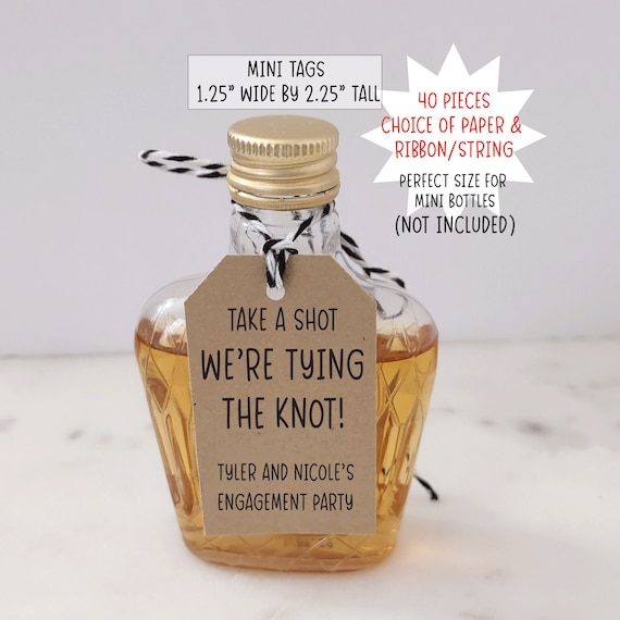 Printed Take a Shot Wedding Favor Tags, Printed Wedding Favor Wedding Toast, Take a shot, tied the knot, Tags for bottle