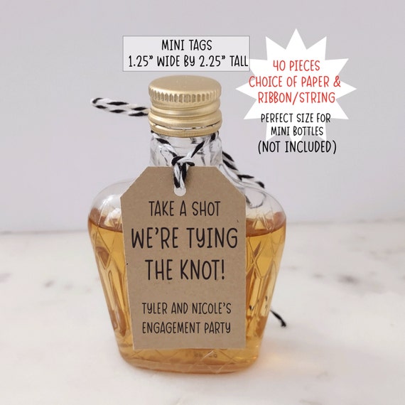 Printed Take a Shot Wedding Favor Tags, Printed Wedding Favor Wedding Toast, Take a shot, tied the knot, Tags for bottle