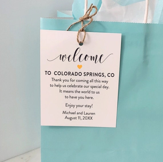 Printed or Printable Tags Wedding Welcome Bag Tag, Welcome Tags