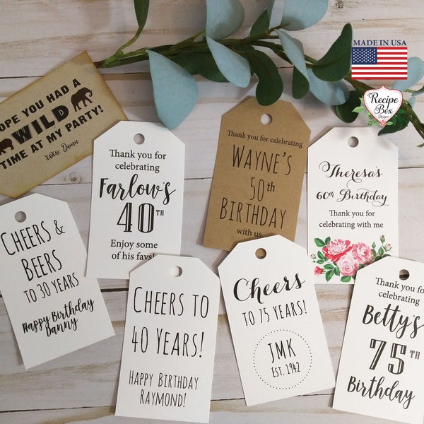 Favor tags for birthdays, CustomTags, Bag Tag, Favor Tag, Tags for Birthday favors, custom favor tag, Custom Tag, Thank you favor tags