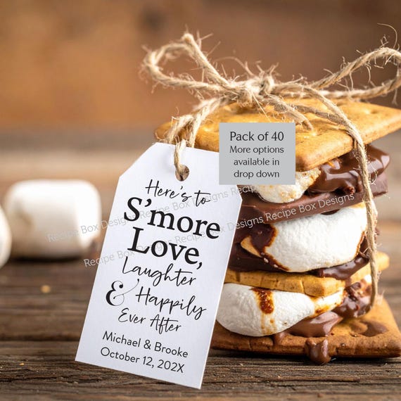 Personalized Smore Favor Tags: DIY Kit, Bags & Twine (Pack of 40)