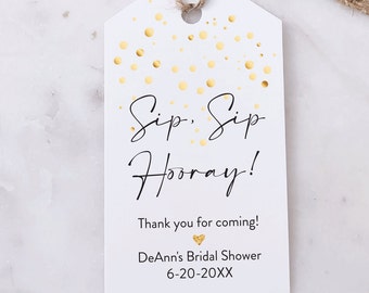 Sip Sip Hooray Tag | Bridal Shower Favor Tag | Wedding Favor Tag | Champange Bottle Tags | Bottle Tags  Printed Tag | Wedding Favors