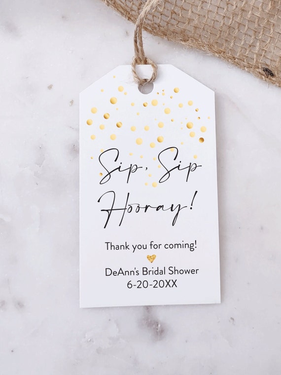 Sip Sip Hooray Tag | Bridal Shower Favor Tag | Wedding Favor Tag | Champange Bottle Tags | Bottle Tags  Printed Tag | Wedding Favors