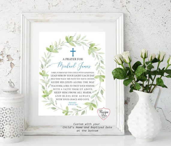 Baptism Prayer Baptism Decorations For Boy Or Girl Baptism Etsy