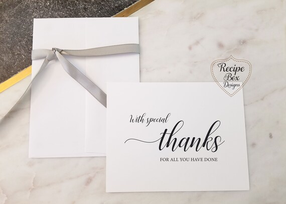 Thank you wedding card, Thank You for all You've Done, Special Thank You Card, Thank you note cards, Thank you Gift, Single Card, Thank You
